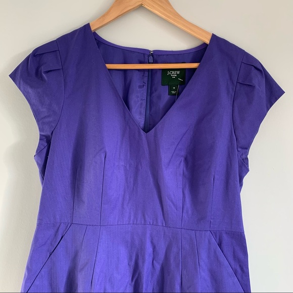 J crew director suiting dress new with tag cap sleeves in purple stretch v neck - Picture 4 of 8